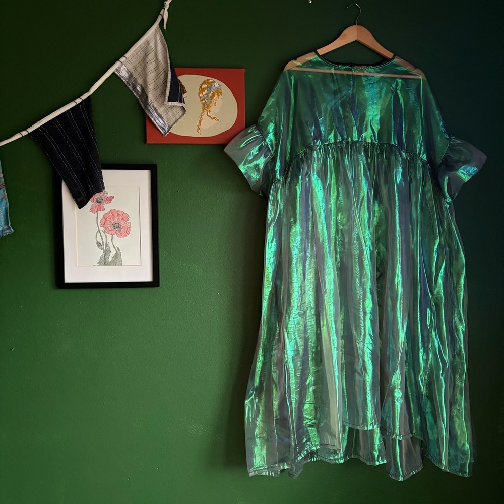 Nettle Studios Mushroom Dress in Electric Lettuce Metallic size OS+ - Picture 6 of 11